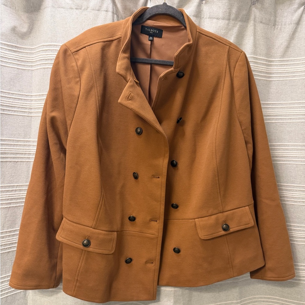 Talbots Plus  Tan Twill Knit Band Jacket 24w